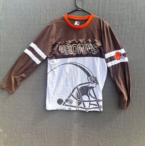 Men's Starter Brown/White Cleveland Browns Halftime Long Sleeve T-Shirt- Size M